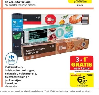 Carrefour Vuilniszakken, huishoudverpakkingen, bakpapier, huishoudfolie, diepvrieszakken en ijsblokzakjes carrefour aanbieding