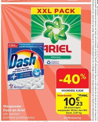 Carrefour Waspoeder dash en ariel aanbieding