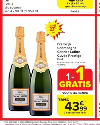 Carrefour Frankrijk champagne charles lafi tte cuvée prestige aanbieding