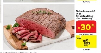 Carrefour Gebraden rosbief in de fi jnkostafdeling met bediening aanbieding