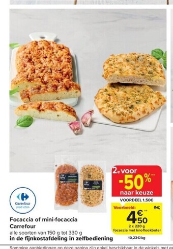 Carrefour Focaccia of mini-focaccia carrefour aanbieding