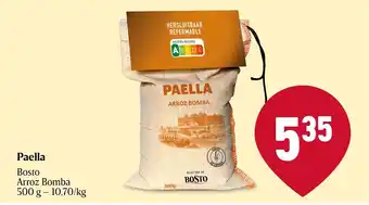 Delhaize Paella Bosto Arroz Bomba 500 g - 10,70 kg aanbieding