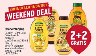 Delhaize Haarverzorging, Garnier - Ultra Doux Combineer & profiteer Van 150 ml tot 340 ml of 60 g aanbieding