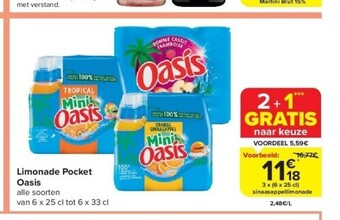 Carrefour Limonade pocket oasis aanbieding