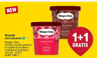 Delhaize Häagen-Dazs Double chocolat ganache of aardbei & framboos Roomijs met macaron * aanbieding