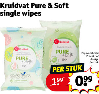 Kruidvat Kruidvat Pure & Soft single wipes aanbieding