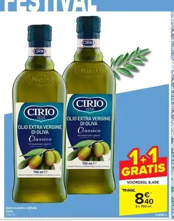 Carrefour Extra zuivere olijfolie cirio 750 ml aanbieding