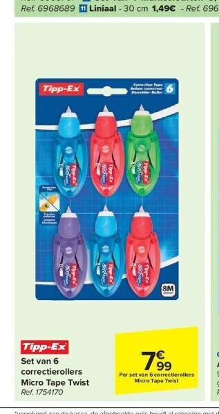 Carrefour Set van 6 correctierollers micro tape twist aanbieding