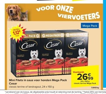 Carrefour Mini filets in saus voor honden mega pack cesar aanbieding