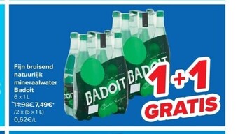 Carrefour Fijn bruisend natuurlijk mineraalwater badoit aanbieding