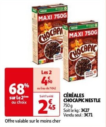 Auchan CÉRÉALES CHOCAPIC NESTLE 750 g aanbieding