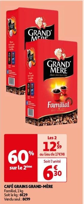 Auchan CAFÉ GRAINS GRAND-MÈRE aanbieding