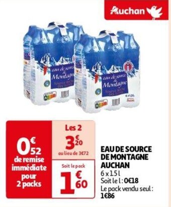 Auchan EAU DE SOURCE DE MONTAGNE aanbieding
