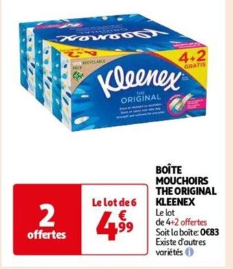 Auchan BOÎTE MOUCHOIRS THE ORIGINAL KLEENEX aanbieding