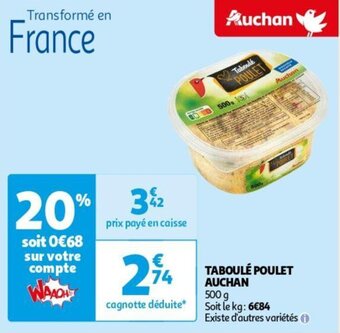 Auchan TABOULÉ POULET 500 g aanbieding