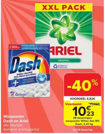 Carrefour Market Waspoeder Dash en Ariel aanbieding
