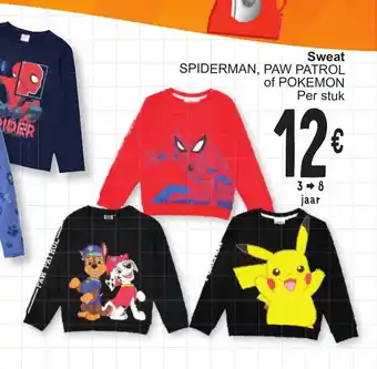 Cora Sweat SPIDERMAN, PAW PATROL of POKEMON aanbieding