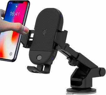 CoolBlue Veripart telefoonhouder met draadloos opladen + bluebuilt autolader quick charge 18w aanbieding