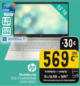 Cora HP Notebook 15S-FQ4060NB (3401892) aanbieding