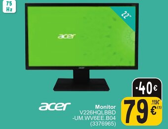 Cora acer Monitor V226HQLBBD -UM.WV6EE.B04 aanbieding