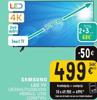 Cora SAMSUNG LED TV UE55AU7020KXXN HDMIX2, USB aanbieding