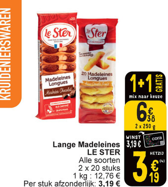 Cora Le Ster Lange Madeleines 2 x 250g aanbieding