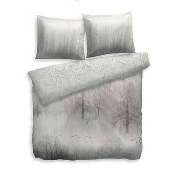 Leen Bakker Heckett & Lane dekbedovertrek Will - grijs - 140x200/220 cm - Leen Bakker aanbieding
