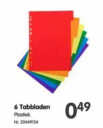 6 tabbladen plastiek