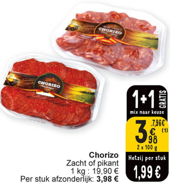Cora Chorizo Zacht of pikant 2 x 100g aanbieding