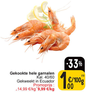 Cora Gekookte hele garnalen 100g aanbieding