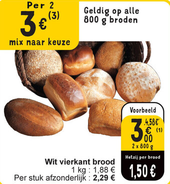 Cora Wit vierkant brood 2 x 800g aanbieding