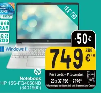 Cora hp Notebook HP 15S-FQ4058NB aanbieding