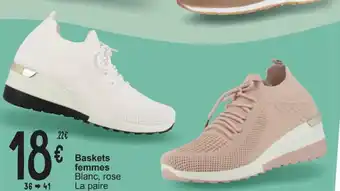 Cora Baskets femmes Blanc, rose La paire 36-41 aanbieding
