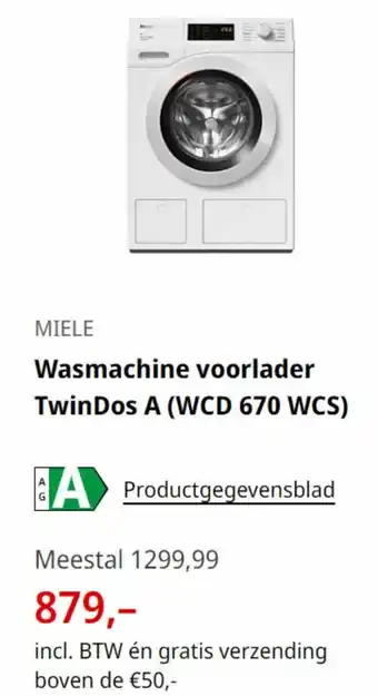 MediaMarkt MIELE Wasmachine voorlader TwinDos A (WCD 670 WCS) aanbieding