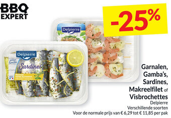 Intermarché Garnalen, Gamba's, Sardines, Makreelfilet of Visbrochettes aanbieding