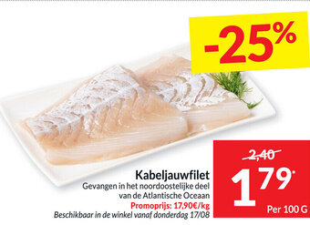 Intermarché Kabeljauwfilet 100g aanbieding