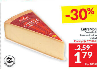 Intermarché EntreMont Comté fruité Rauwmelkse kaas 45%VG aanbieding