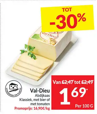 Intermarché Val-Dieu Abdijkaas Klassiek, met bier of met tomaten, 100 g aanbieding