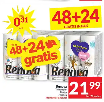 Intermarché Renova Toiletpapier Design 72 rollen aanbieding