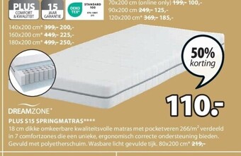 Jysk Plus s15 springmatras aanbieding