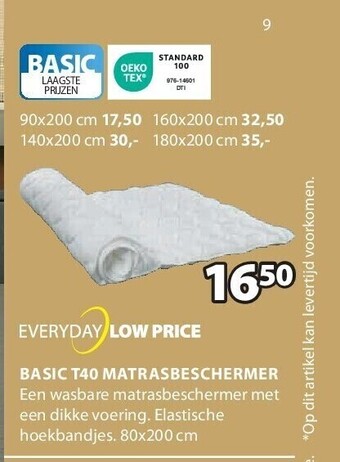 Jysk Basic t40 matrasbeschermer aanbieding