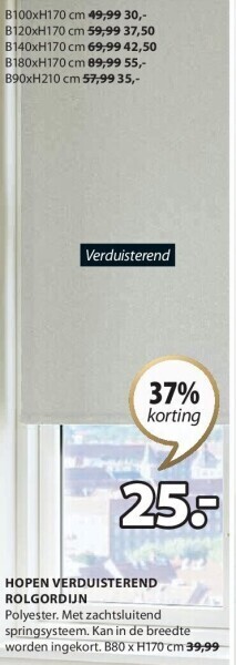 Jysk Hopen verduisterend rolgordijn aanbieding