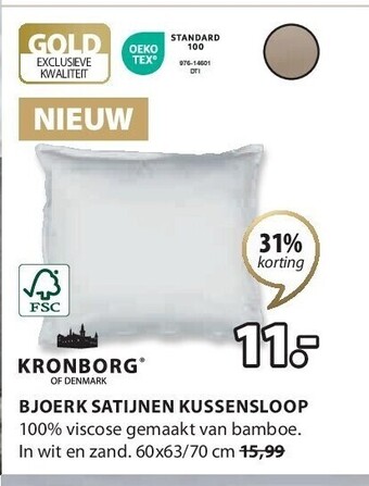 Jysk Bjoerk satijnen kussensloop aanbieding