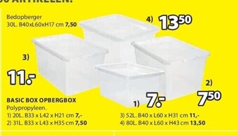 Jysk Basic box opbergbox 20l. b33 x l42 x h21 cm aanbieding