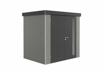 Brico Biohort berging Neo GR2 dubbele deur kwartsgrijs/donkergrijs 180x236cm aanbieding