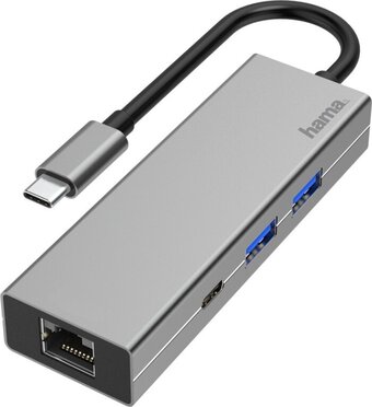 Bol.com Hama usb-c-hub multiport 4-poorts 2x usb-a usb-c lan/ethernet aanbieding
