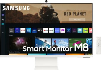 Bol.com Samsung m8 ls32bm801uu - 4k smart monitor - webcam - usb-c 65w -  32 inch - wit aanbieding