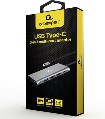Bol.com Cablexpert usb-c naar 2x hdmi 4k 30hz, 3x usb-a en usb-c pd 60w adapter - 0,15 meter aanbieding