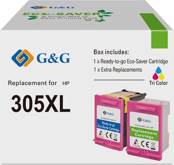 Bol.com G&g 305xl voor hp 305 305xl inktcartridge - ecosaver compatible / kleur - 2 pakken een set aanbieding