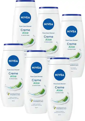 Bol.com Nivea shower creme aloë vera douchecrème - 6 x 250ml - voordeelverpakking aanbieding